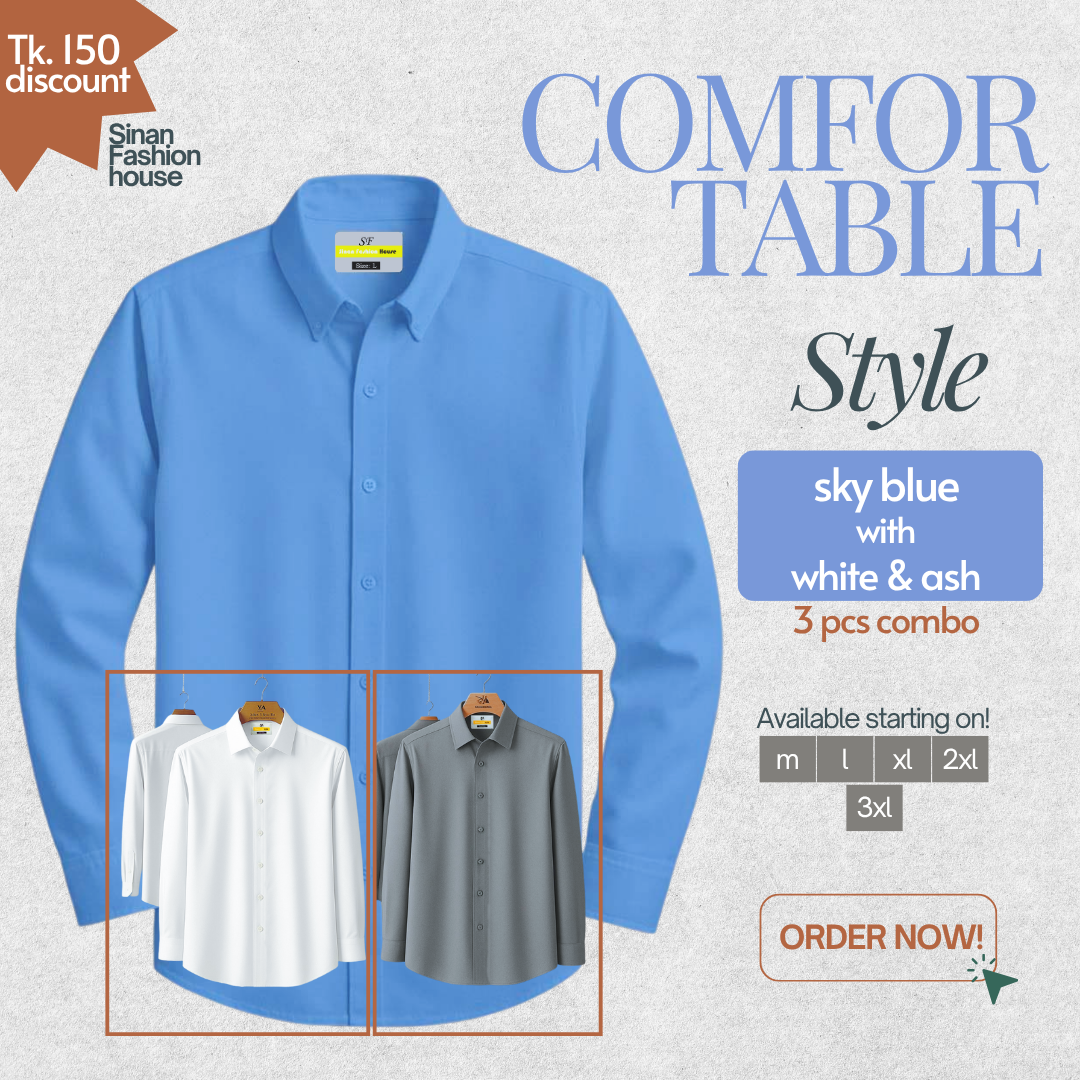 Micro Stitch Formal Shirt (Navy with White & Ash)