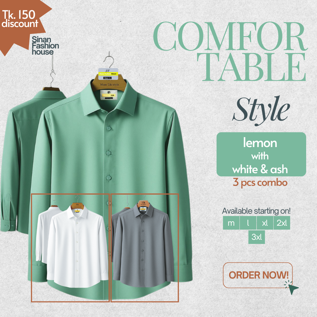 Micro Stitch Formal Shirt (Lemon with White & Ash)