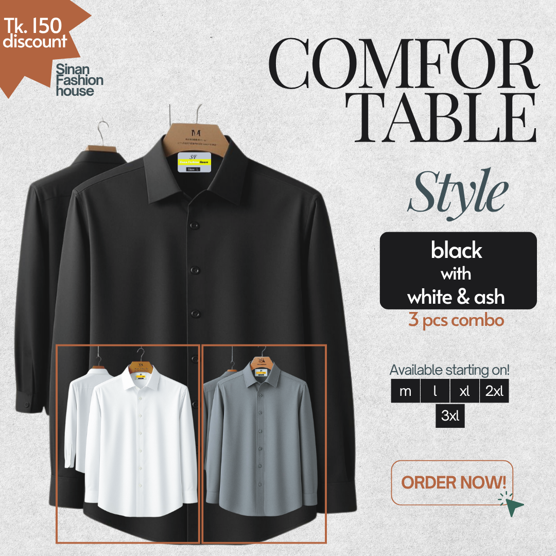 Micro Stitch Formal Shirt (Navy with White & Ash)
