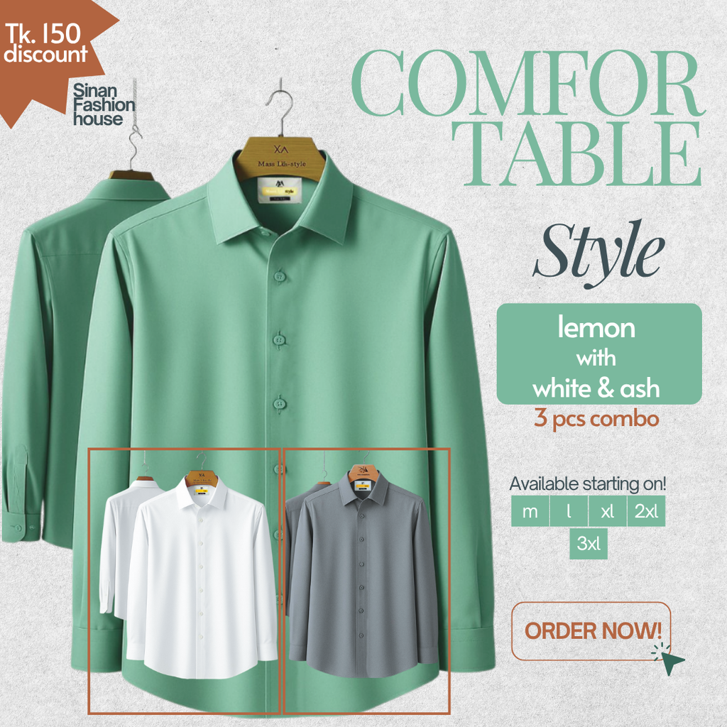 Micro Stitch Formal Shirt (Lemon with White & Ash)