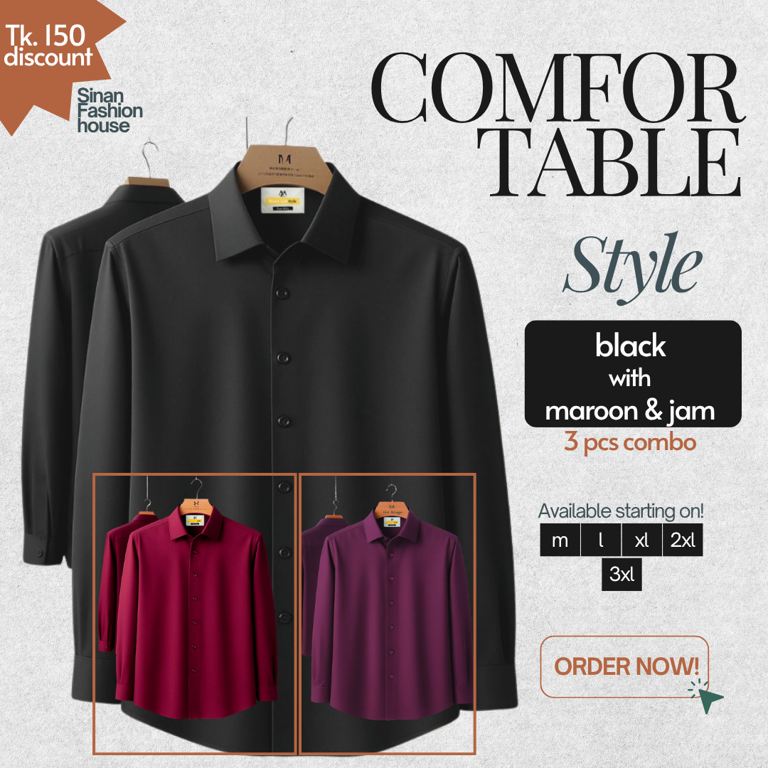 Micro Stitch Formal Shirt (Black with Maroon & Jam)