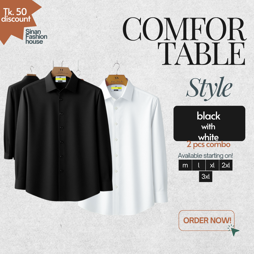 Micro Stitch Formal Shirt (Black with White)