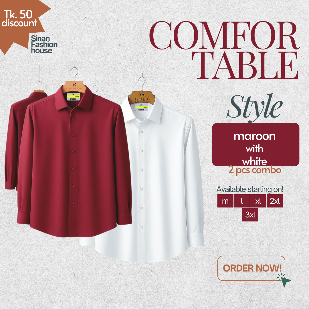 Micro Stitch Formal Shirt (Maroonwith White)