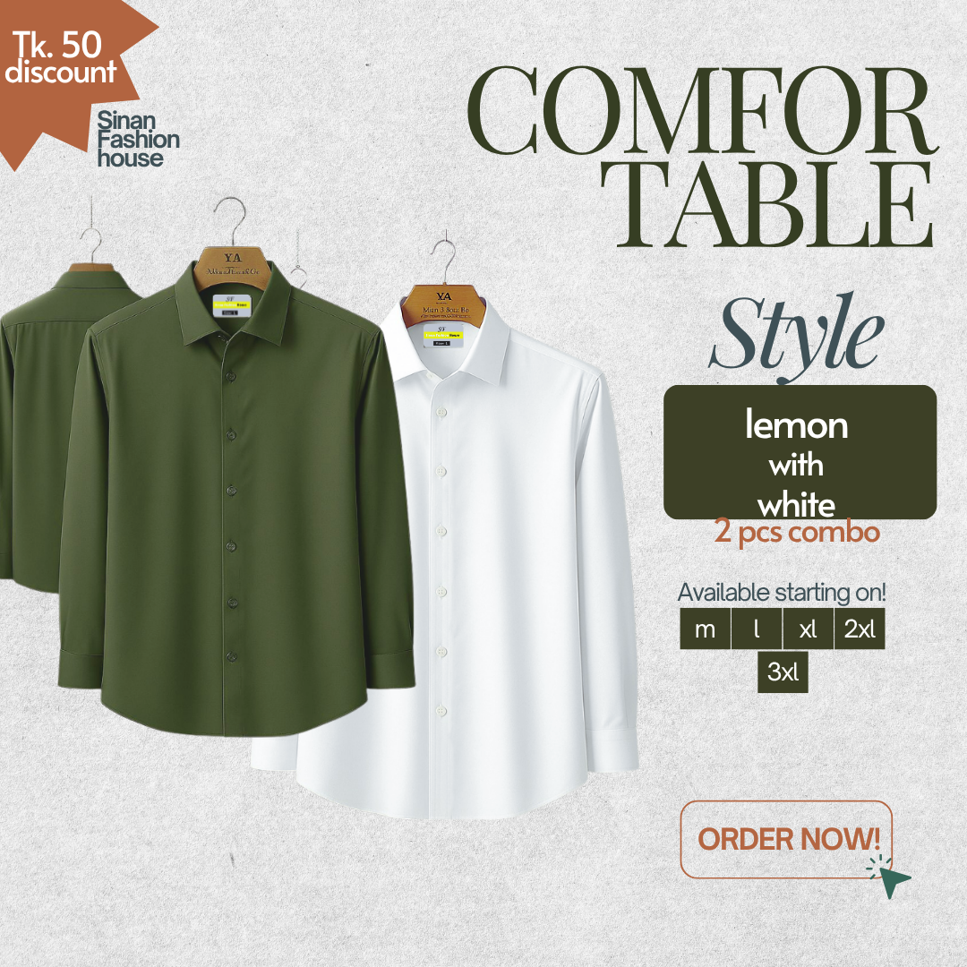 Micro Stitch Formal Shirt (Olive with White)
