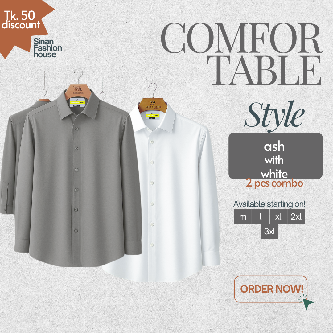 Micro Stitch Formal Shirt (Ash with White)