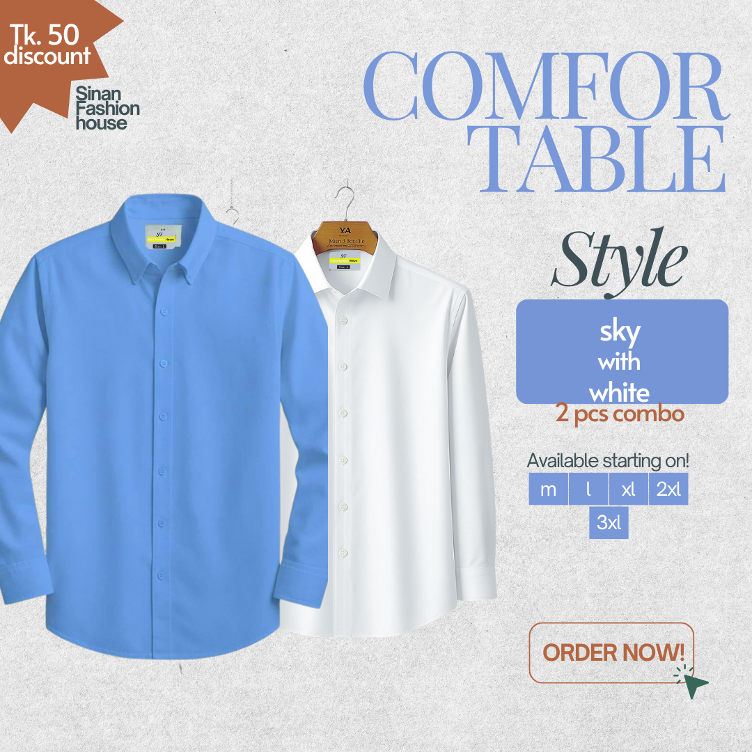 Micro Stitch Formal Shirt (Sky with White)