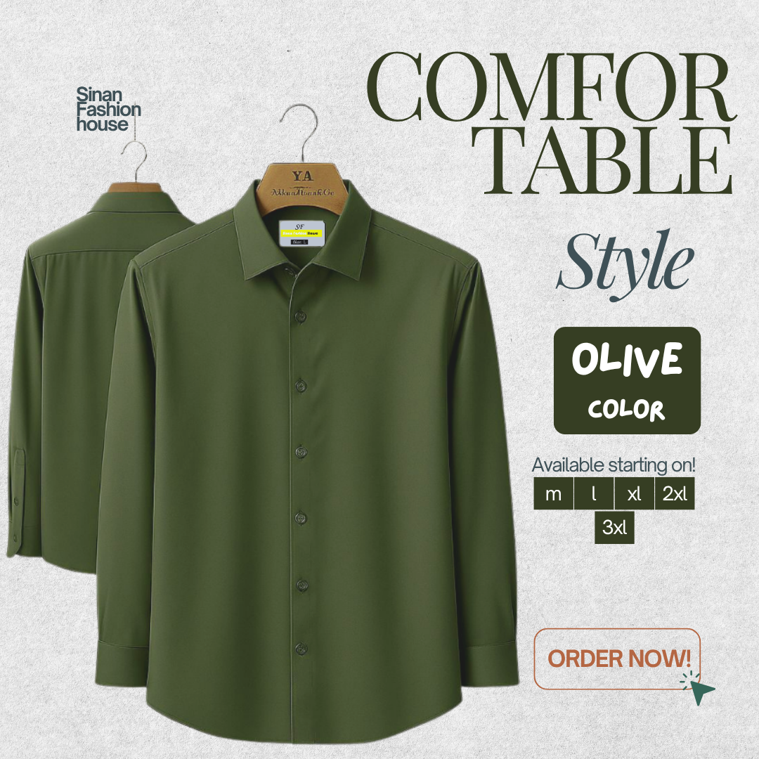 Micro Stitch Formal Shirt (Olive)