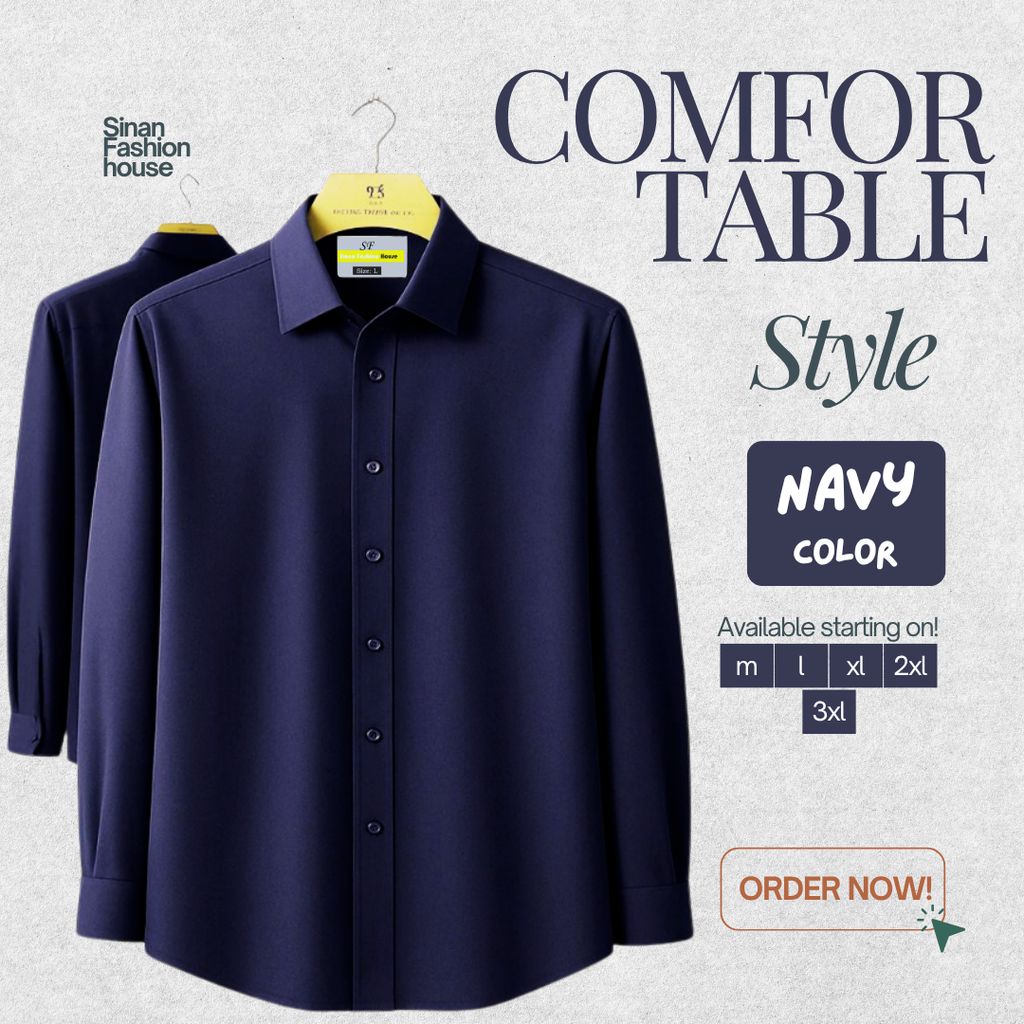 Micro Stitch Formal Shirt (Navy Blue)