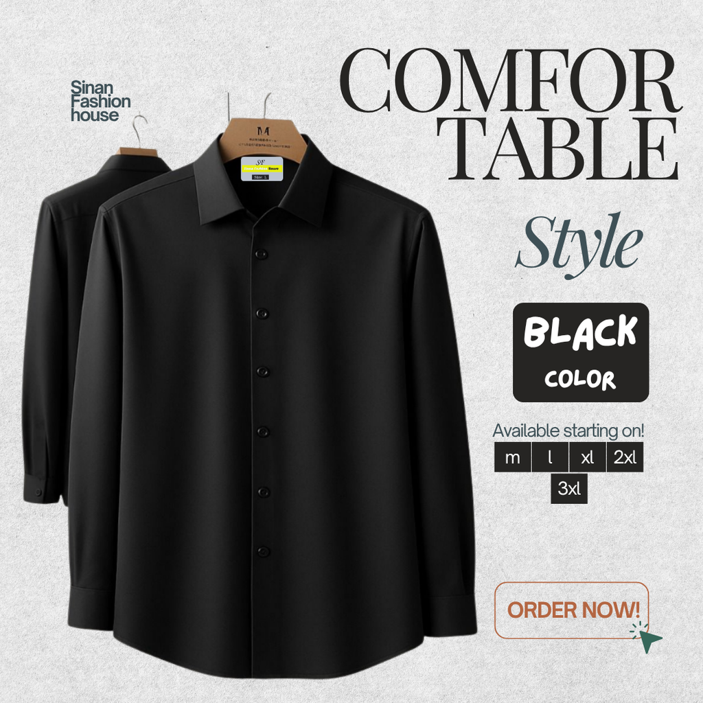 Micro Stitch Formal Shirt (Black with White)