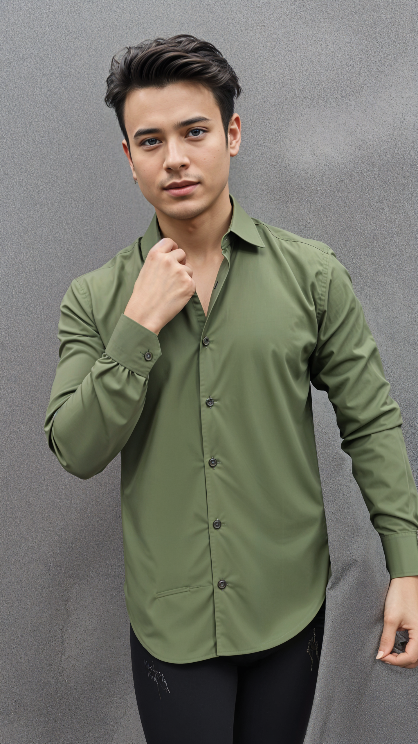 Micro Stitch Formal Shirt (Olive)