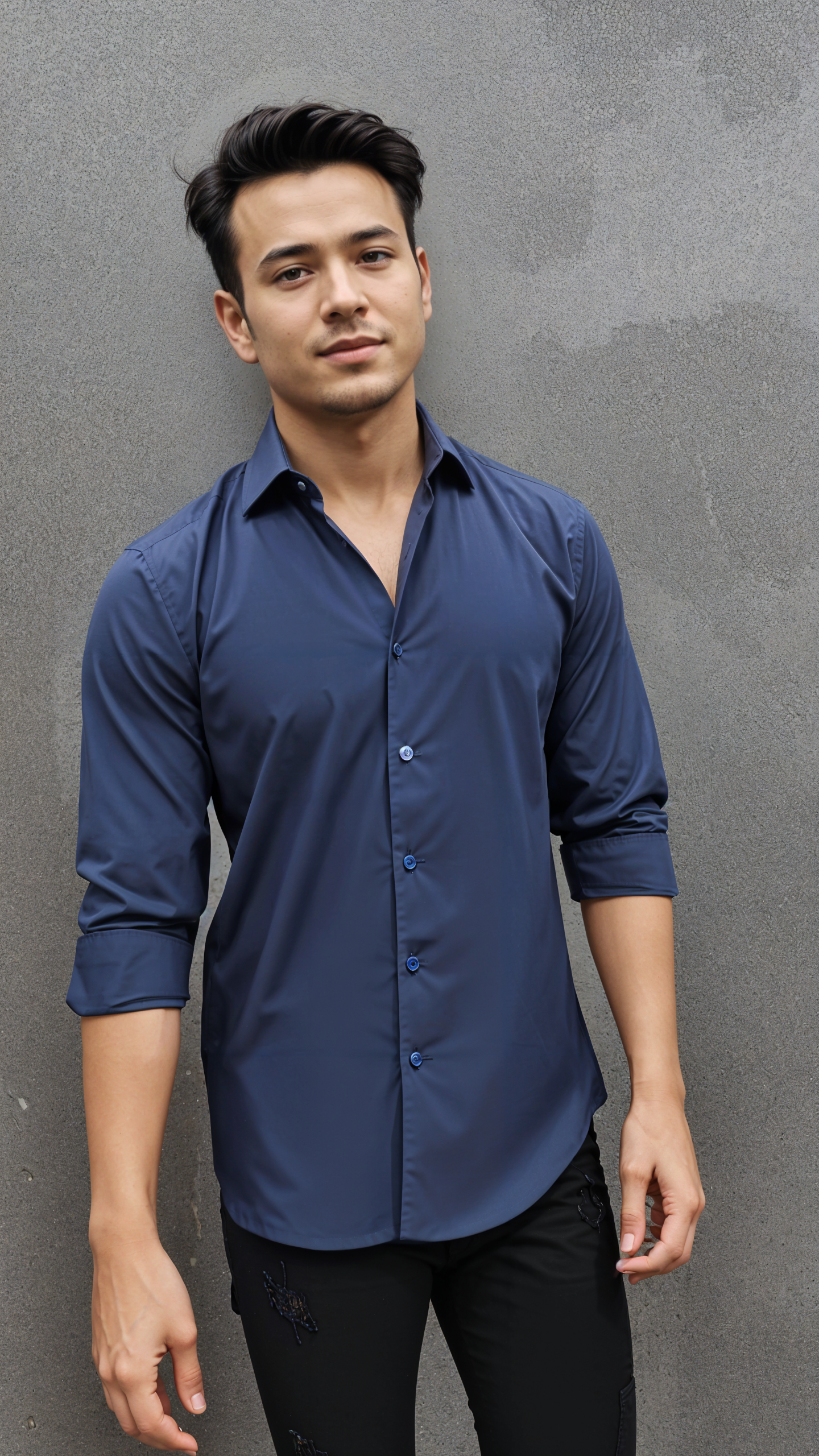 Micro Stitch Formal Shirt (Navy Blue)
