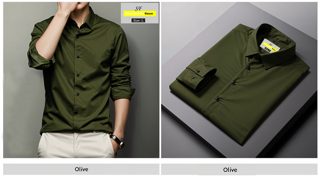 Micro Stitch Formal Shirt (Olive)